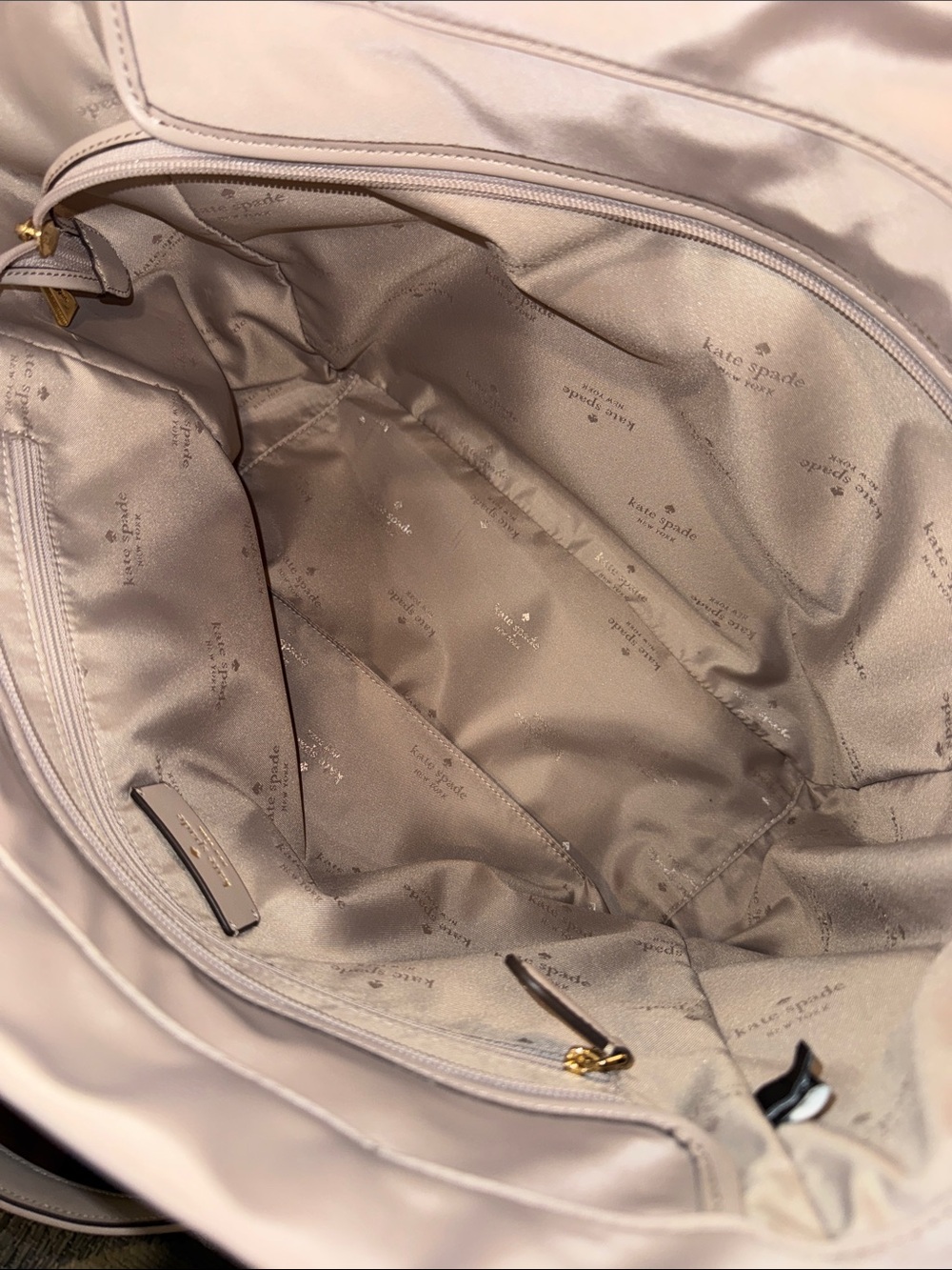 kate spade Bag Flower Cozy Quilted Light Blush Nylon Tote with Gold Chain Handle - Picture 14 of 17
